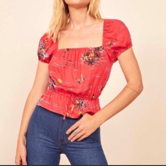 Reformation Lenny Top in Fiji Tropical Print Size Small - Picture 1 of 11